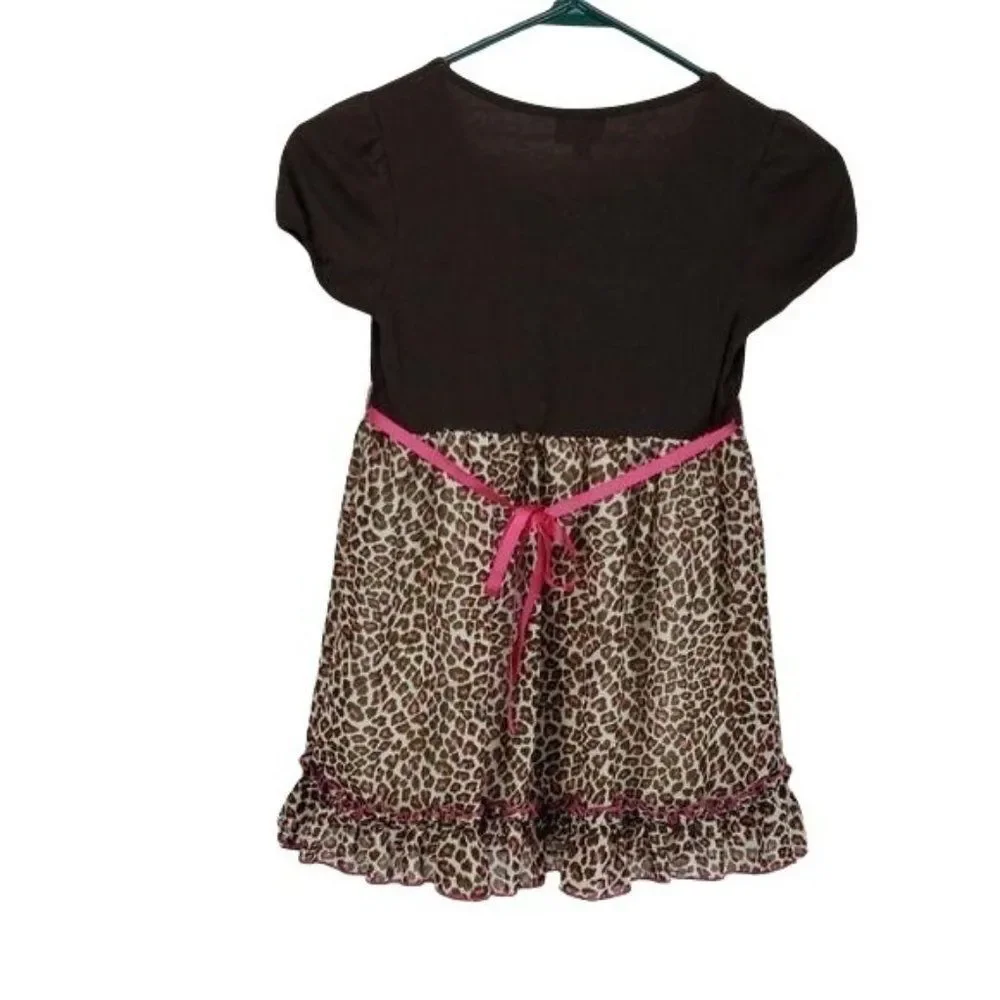 Pinky Girls Brown Leopard Print Blouse Shirt Size‎ 12